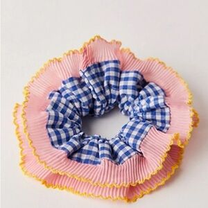Free People Blue Valentine Jumbo Scrunchie Pink and Blue Gingham Scrunchie